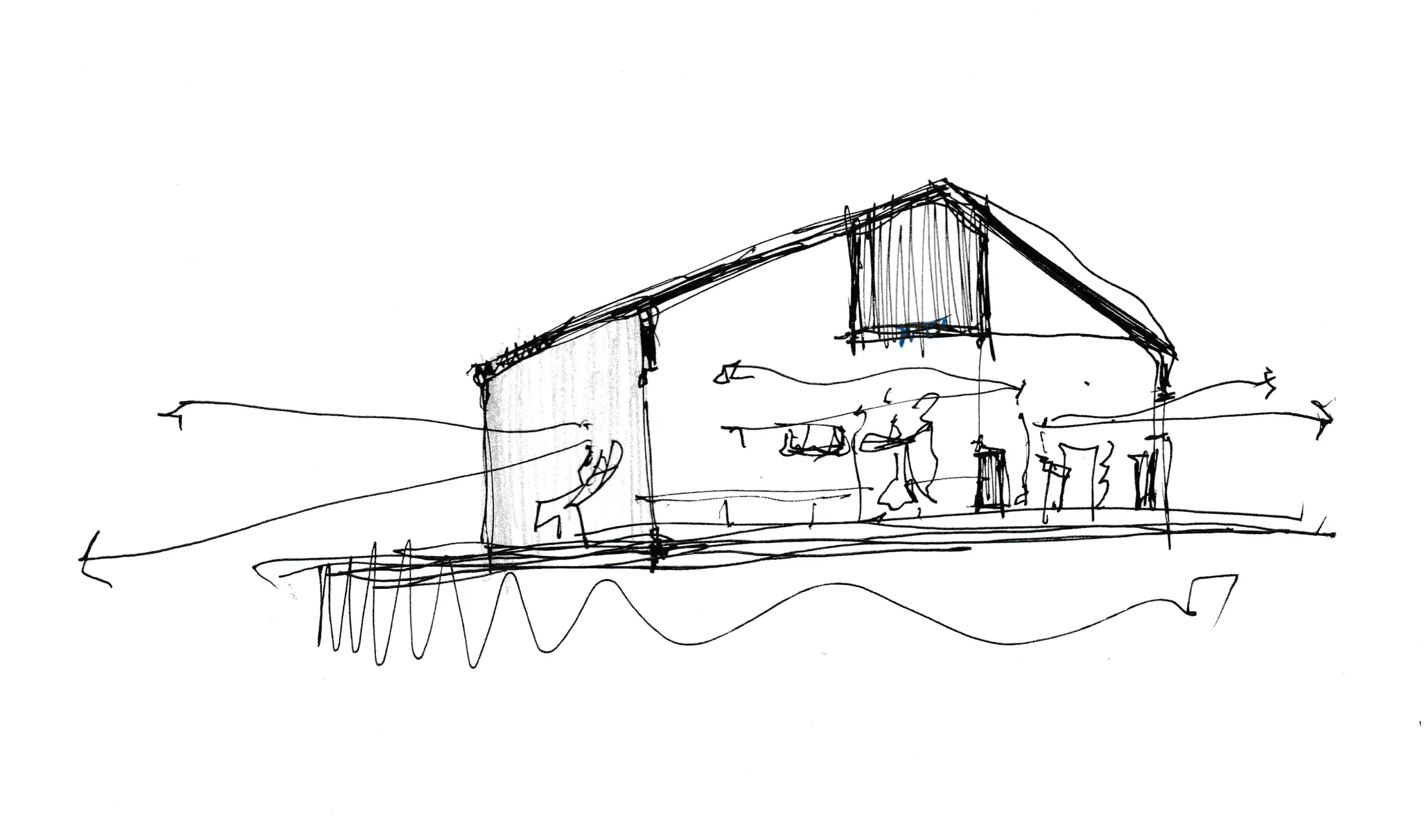 Croquis inicial de la vivienda El Forcón