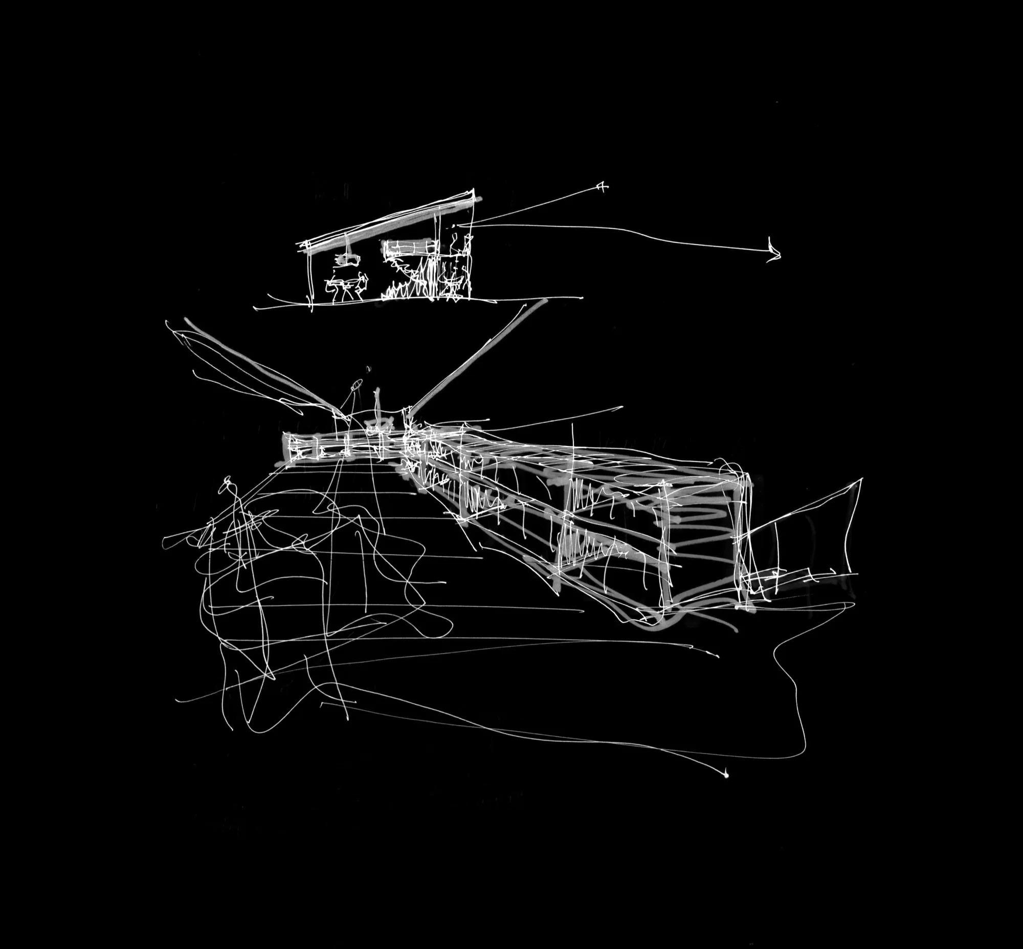 Croquis de estudio de la vivienda en voladizo